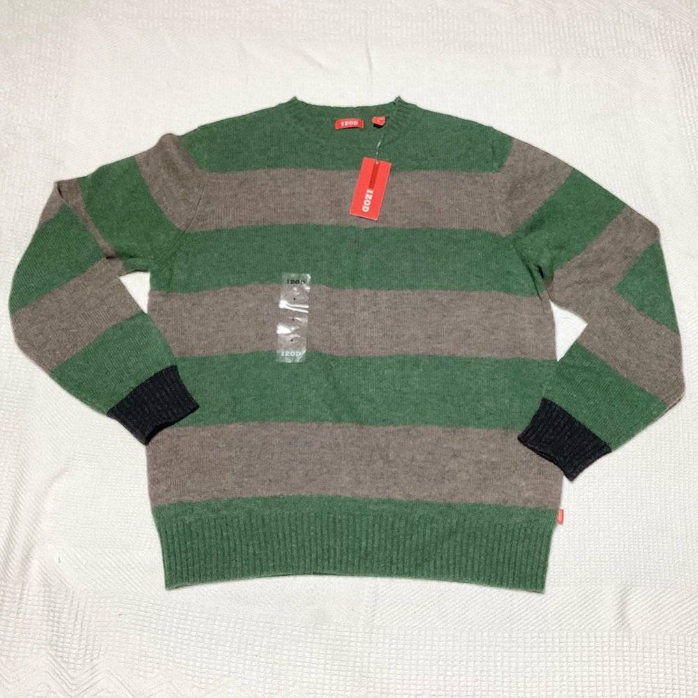 Izod Size M Wool Blend Crewneck Striped Sweater NWT $68.00 Brand New